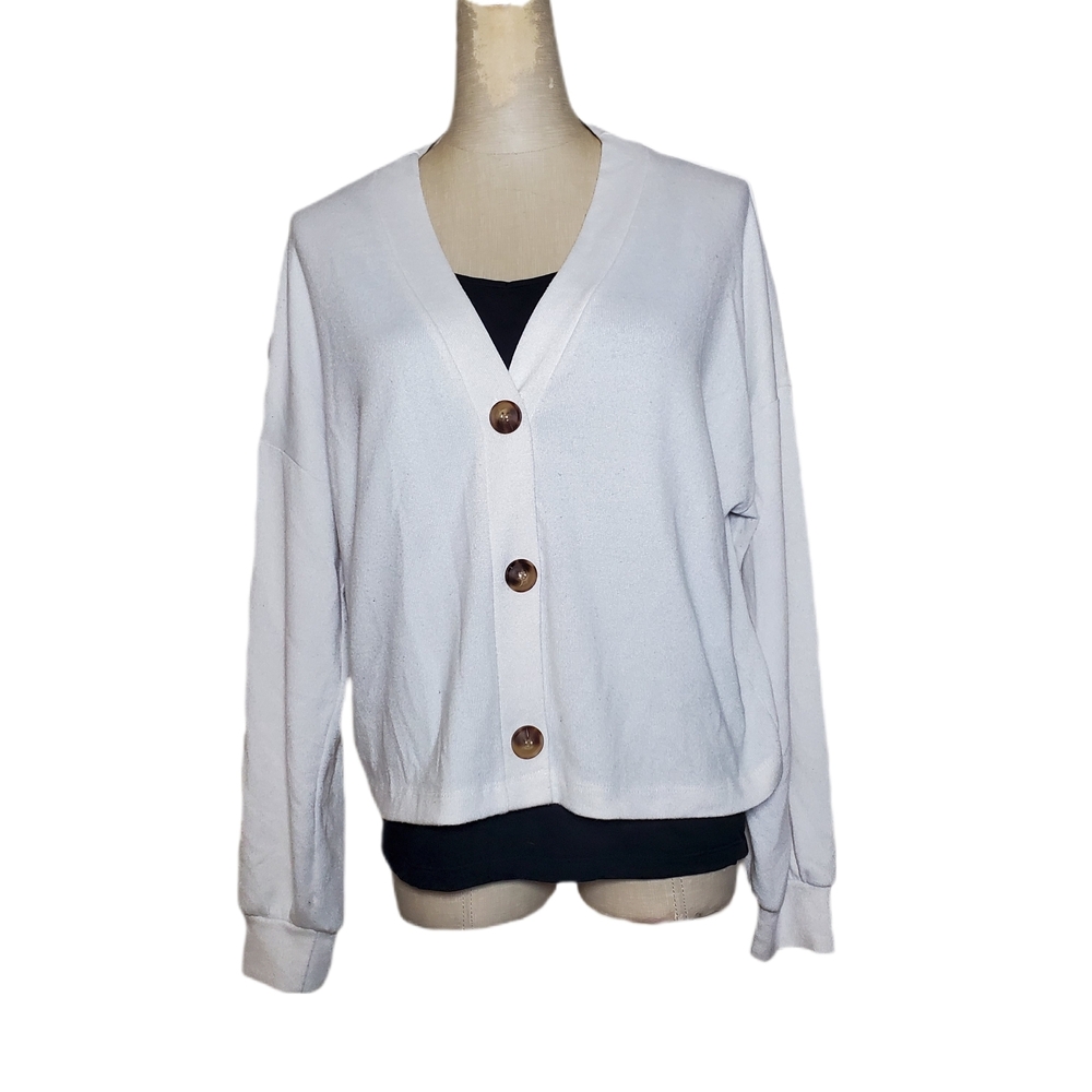 Social Standard By Sanctuary Women's Cream Sweater with Button Detail Sz M